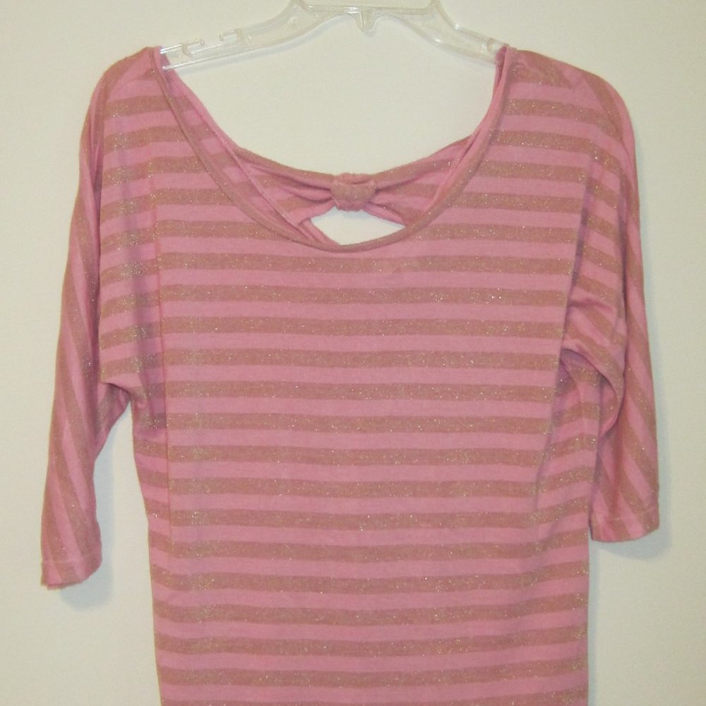Candies Metallic stripped bow tie back top